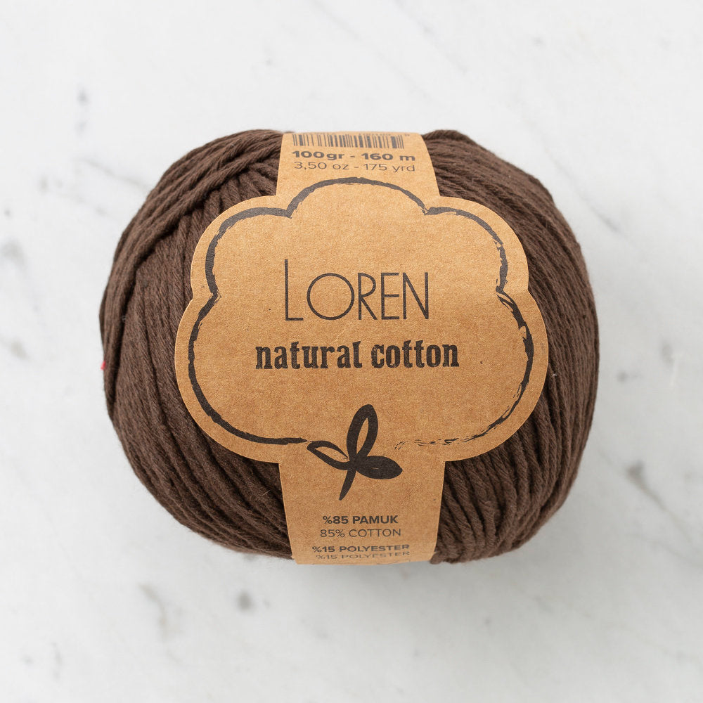 Loren Natural Cotton Kahverengi El Örgü İpi - R035